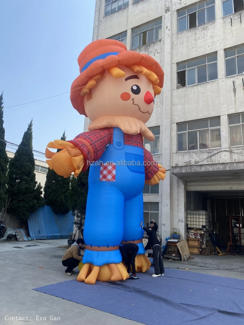 Eight Meters Light up Giant Inflatable Scarecrow Balloon Inflatable Man of Straw Character Cartoon Model for Summer Decoration