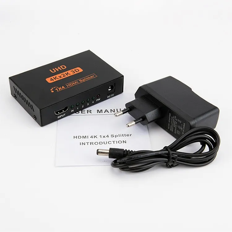HDTV 4 Ports 1x4 Powered Splitter for Ultra HD 4Kx2K Full HD 1080P 3D ...
