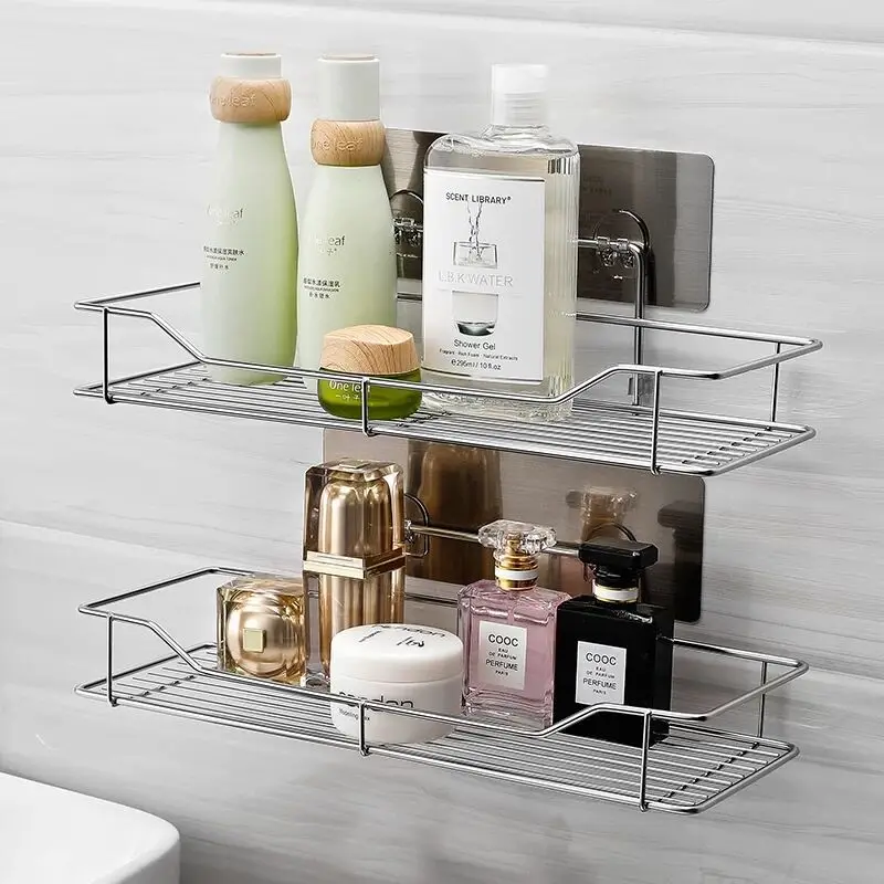 Stainless Steel Nail Free Square Strong Traceless Stick Large Size Shelving Rack details