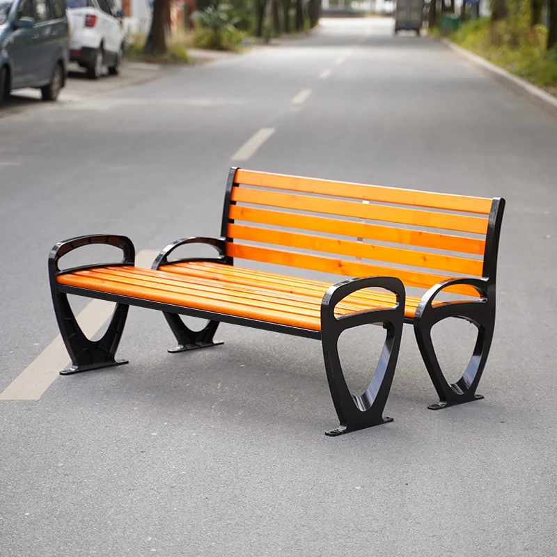 street furniture cast aluminium Anticorrosive wood bench patio park outdoor benches without backrest manufacture