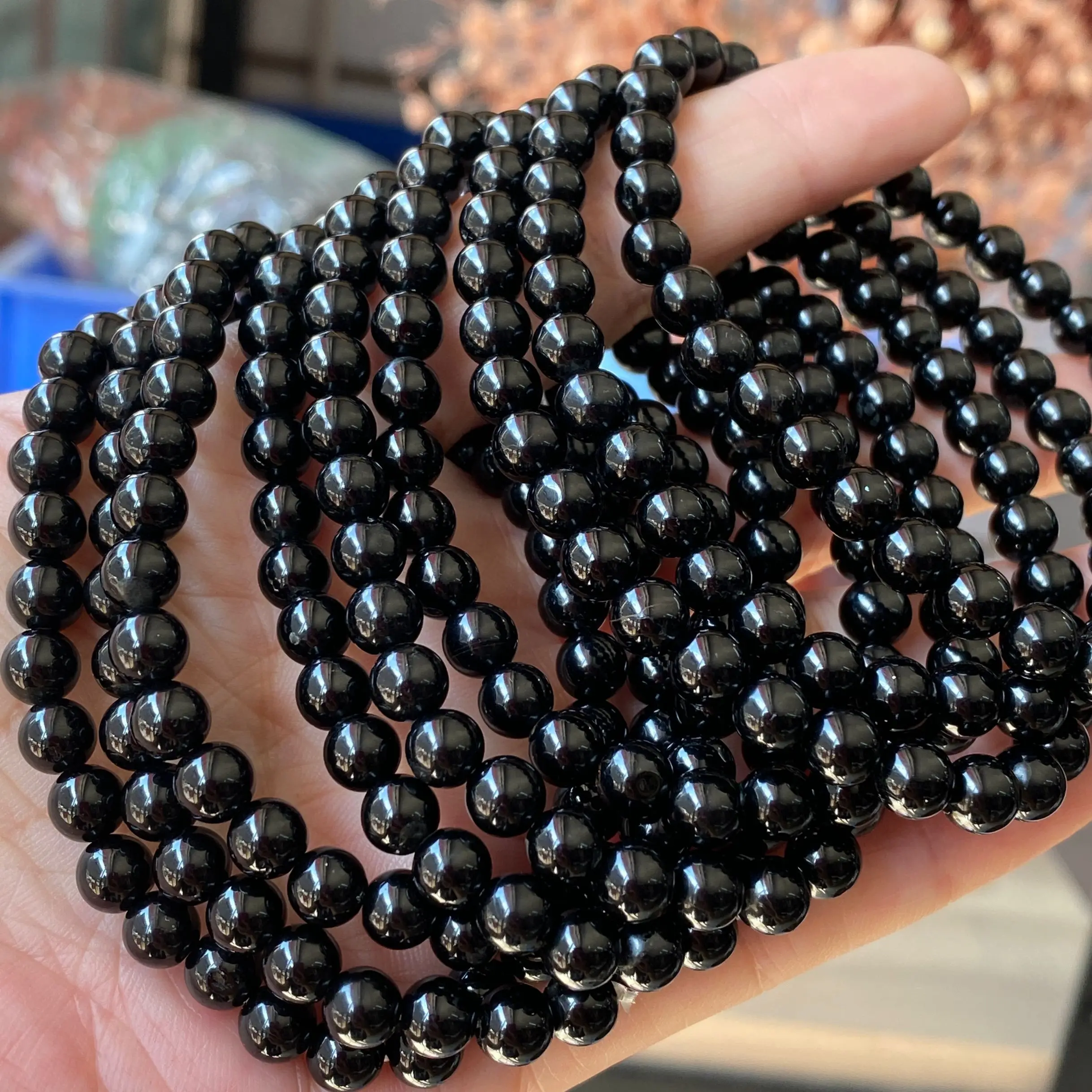 Black Tourmaline Bracelet Natural Stone Beaded Jewelry