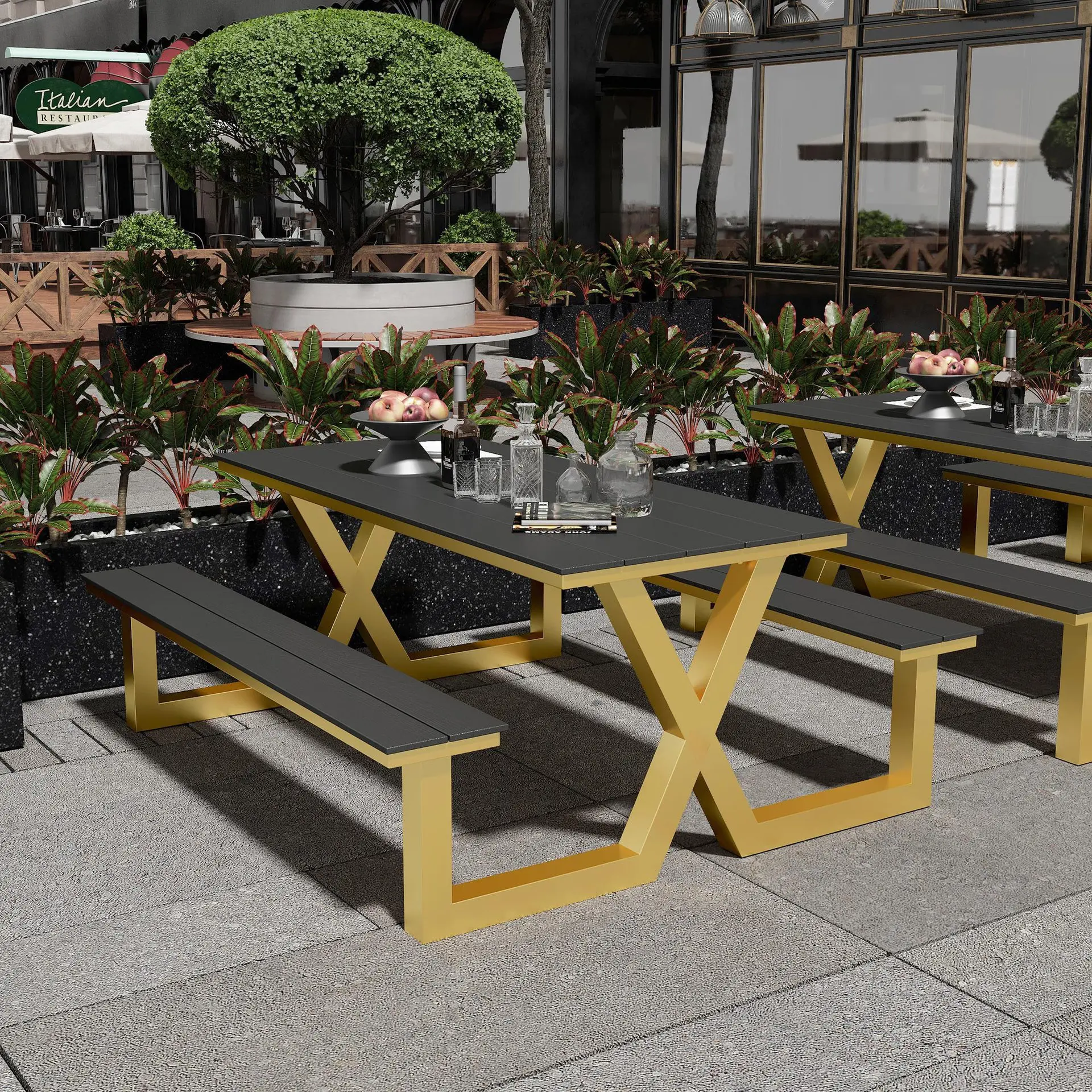 Modern Outdoor Conjoined Park Table and Chair Combination Garden Seat ...