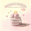 Pink striped cup, pink ice cream