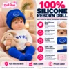 Blue Smiley Knit Hat Outfit