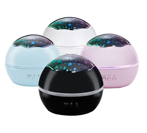 Small Ball Colorful Flashing Star Projector Lamp 3D Illusion Star Night Light Rotating USB Projector