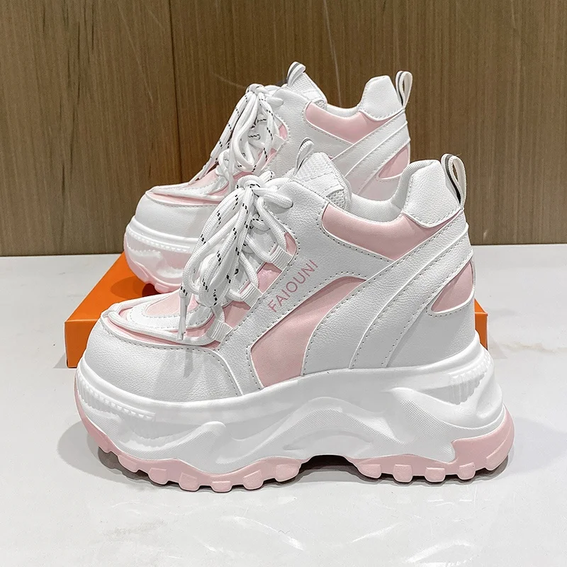 Кроссовки женские на платформе, Повседневная Удобная Уличная обувь, однотонные, увеличивающие рост, весна 2022