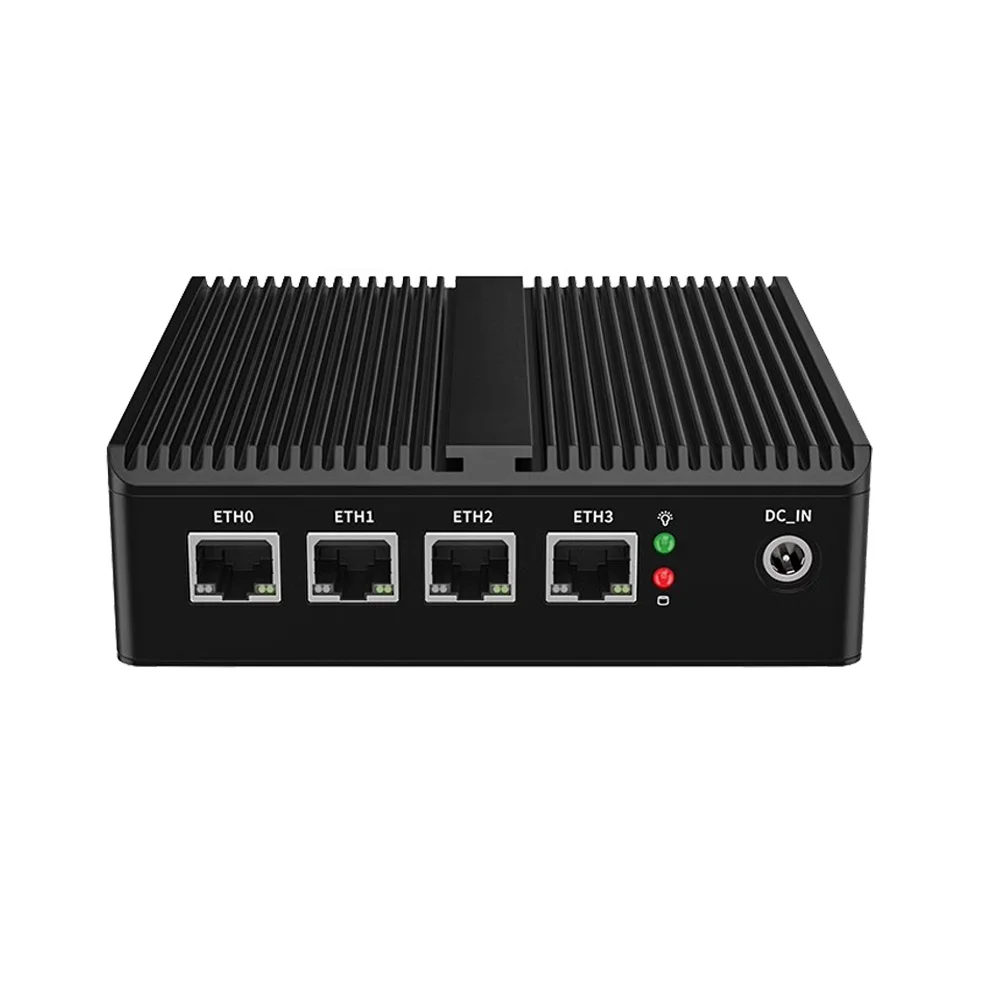 Fanless Firewall Router Minipc Pfsense Linux N100 J6412 4lan Server Firewall Hardware Soft Router Box SSD Multimedia Quad Core