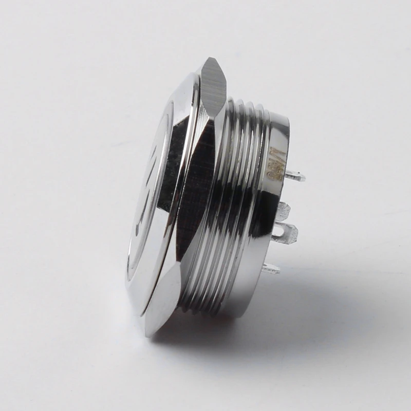 Промышленный 22 мм кнопочный 1NO кольцо 12 вольт Мгновенный 4 Терминал подсветкой металлический выключатель питания