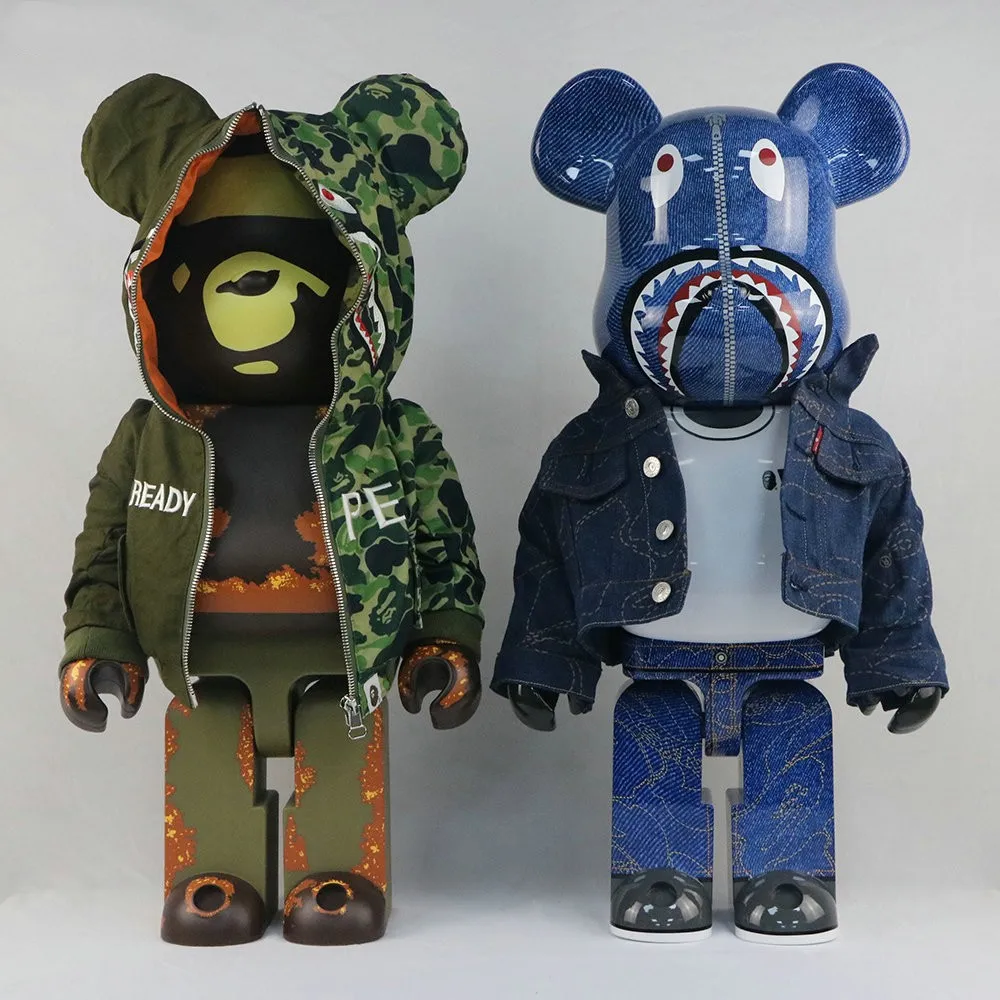 Ready To Ship 1000% 70cm Camouflage Shark Bearbrick King Kow Companion Fashion Action Figures Of Living Room Decoration-777002