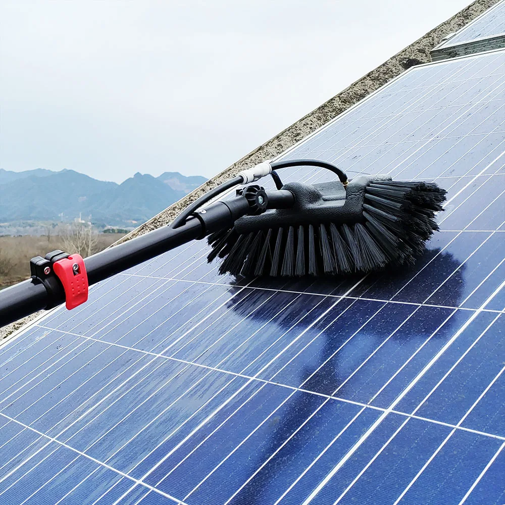Water Fed Solar Panel Cleaning Brush With 5sided Soft No Scratch Brush Head And Telescopic