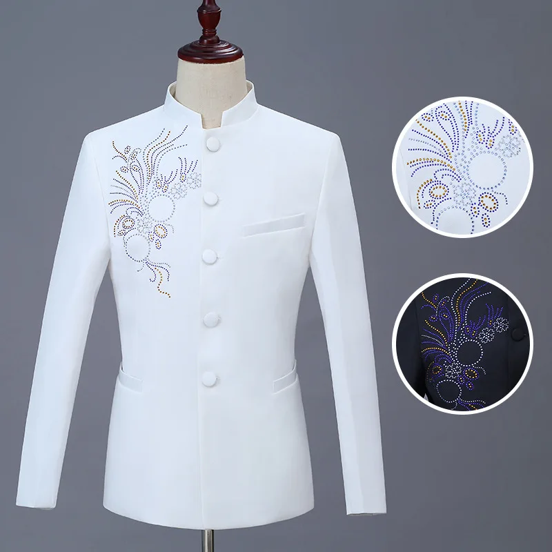 Stand-up Collar Self-cultivation Tang Chorus Performance Clothing Male Chinese Tunic Men's Suit