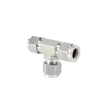 SS304 SS316 SS316L Twin Ferrules Inch and Metric Tube Fittings Equal Union Tees
