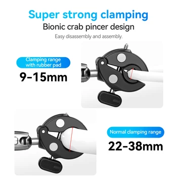 Telesin Super Clamp Bicycle Clip Camera Mount Motorcycle Handlebar Mount for GoPros 13 and Action Cameras detail image