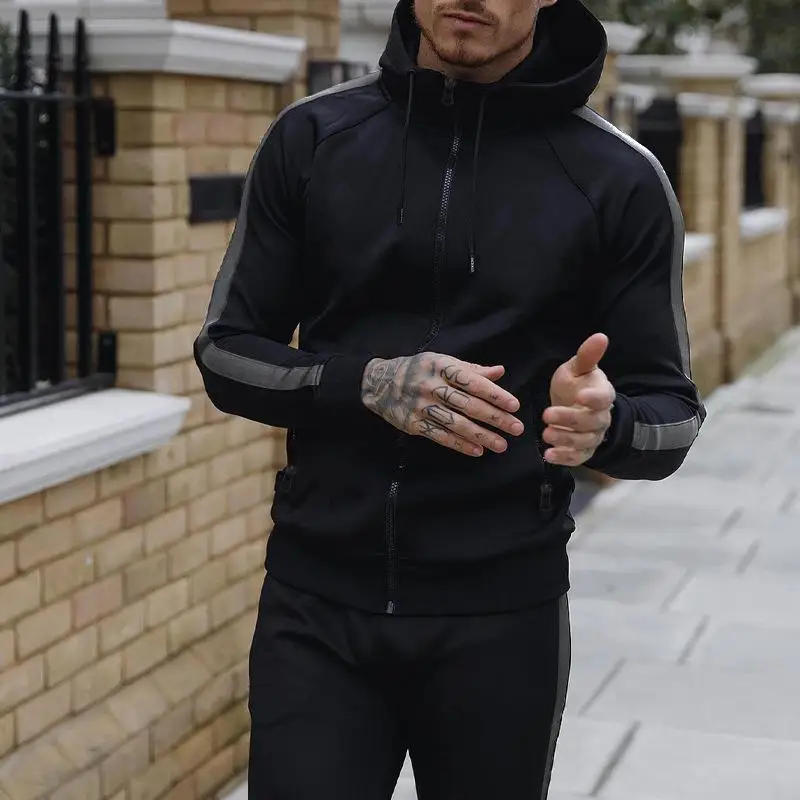 Custom Blank Training Activewear Zip up Two Piece Sportswear Men Tracksuit and Clothes Sports Men Jogger Track Suits Wear Set