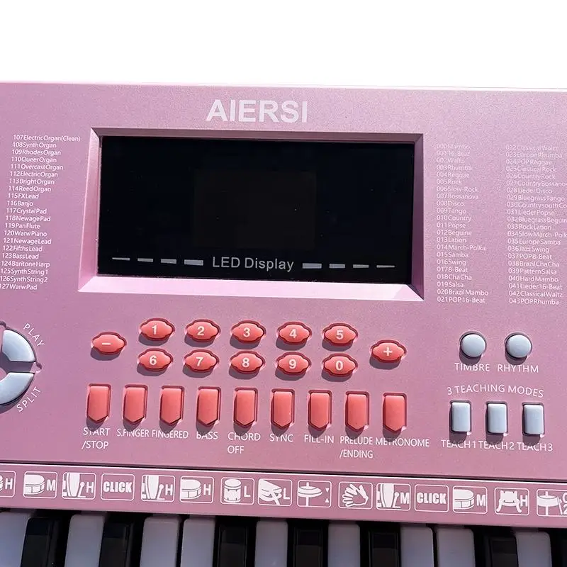 China Aiersi Brand New Pink Electronic Organ Musical Instruments Professional Educational Equipment Keyboard Piano for Kids