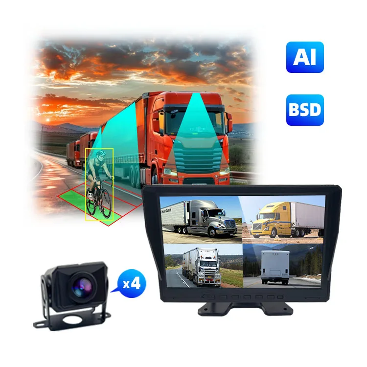 Wemaer 10.1 Inch AI Reverse Camera System Pedestrian Vehicle Detection for Trucks Trailers RVs Vans Construction Vehicles