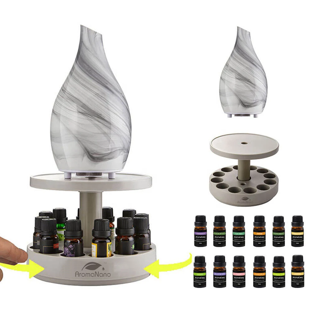 AromaNano Essential Oil Storage Holders Diffuser Organizer Rack Bamboo Diffuser Rotating Display Stands Essential Oil Holder