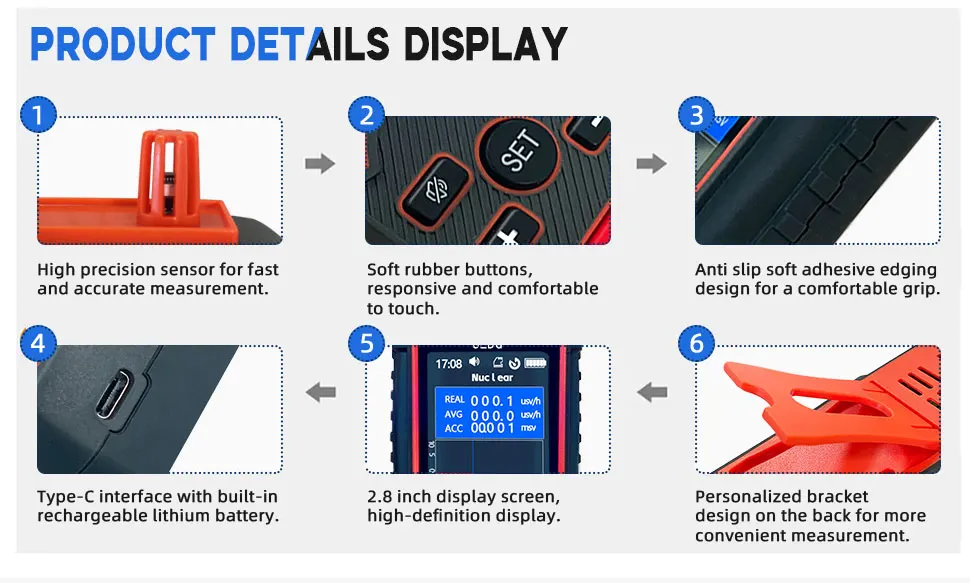 2023 JLDG JD-3001 Hot Sale Nuclear Radiation Detector Geiger Counter Beta Gamma Detector