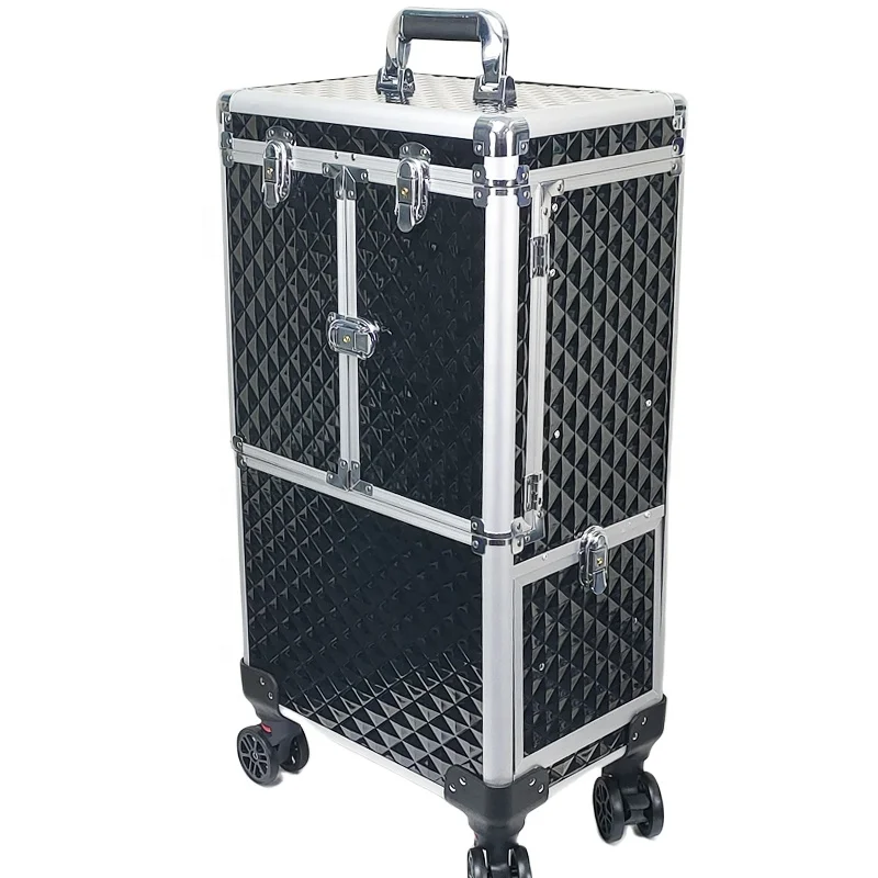 New Design Professional Makeup Trolley case Rolling Makeup Train case Hair Stylist Salon Barber Case  for Nail Tech Hairstylist
