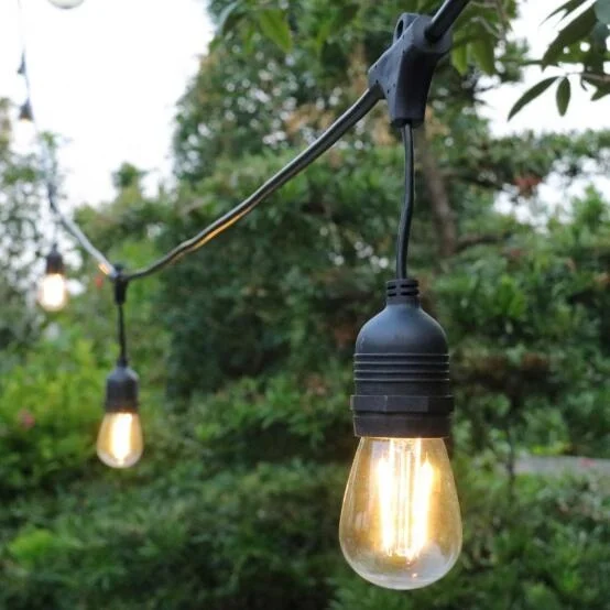 15m A60 LED Fixed Suspended Socket String Light E27 Waterproof LED Retro Edison Filament Bulb Outdoor Garden Garland Patio Party