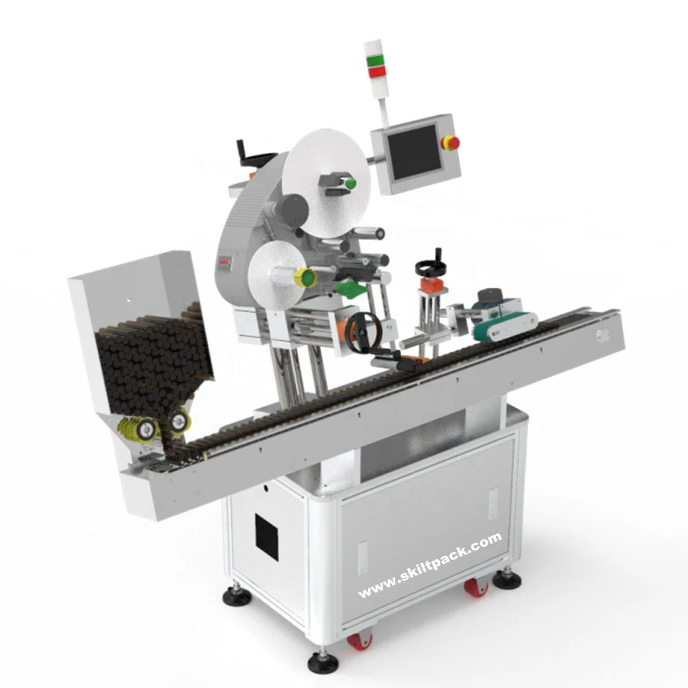 SKILT 1998 Manufacturer Automatic Tube Labeling Machine Metal & Glass Tube Label Applicator with Feeder Printer
