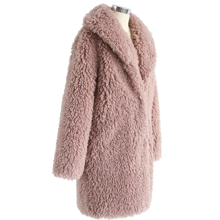 
Новое поступление 2021, зимнее пальто с длинным рукавом, толстая теплая шерстяная куртка тедди для женщин 