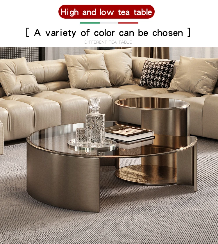 Modern Coffee Table Light Luxury Glass Top Set Coffee Table Luxury
