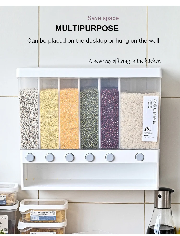 Kitchen Rice Bucket Bin 10kg Nordic Rice Storage Container Box Bucket