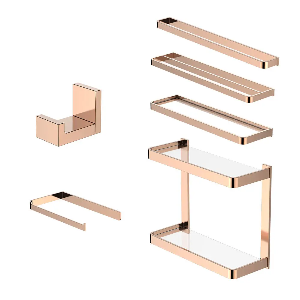 DIY Black Chrome Rose Gold Brass Bath Hardware Set Bathroom Accessory