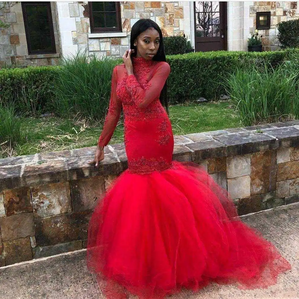 red mermaid prom dresses 2019