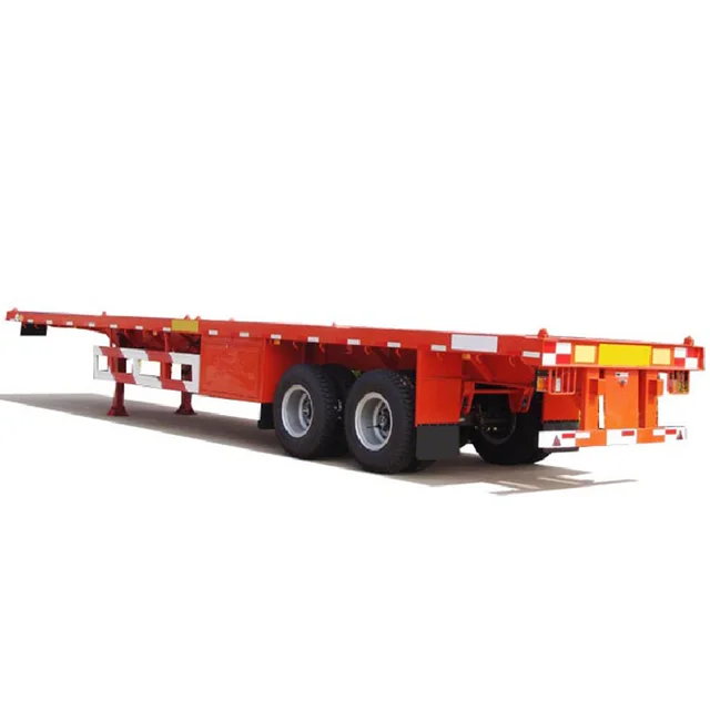Flatbed Semi Trailer 2-axle 40 Ton 20ft 40ft Container Best Design Export New Steel Truck Trailers Low Bed Truck Trailer Dusting