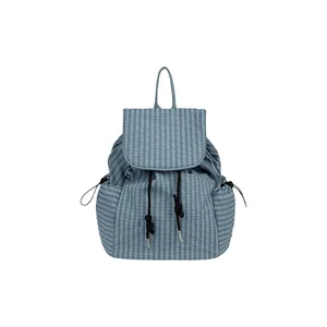 Korean Trendy Style Lightweight Nylon Backpack for Women Tartan Crossbody Bag Pack, Cute Two-Way Shoulder Bag for School