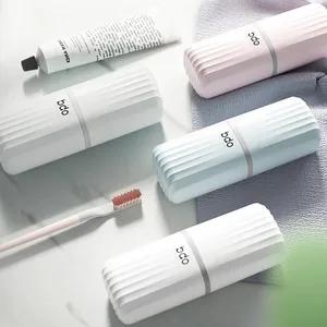 Portable Travel Toothbrush Cup Set with Plastic Storage Box Convenient Portable Mouthwash Cup Holder