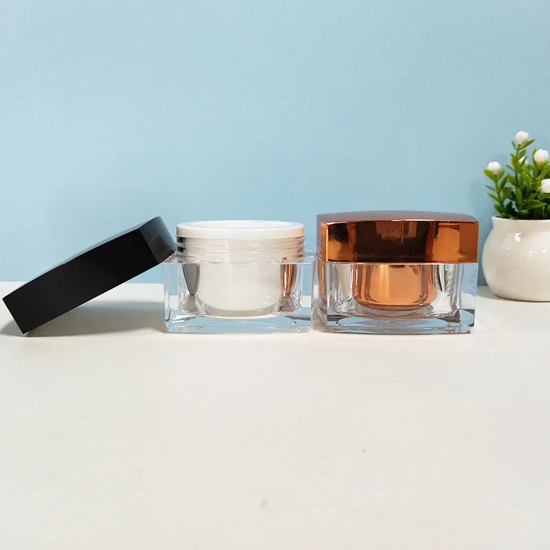 Empty Skincare Round Cosmetic Container Private Logo 10g 15g 30g 50g New Style Elegant Square Plastic Acrylic Face Cream Jar