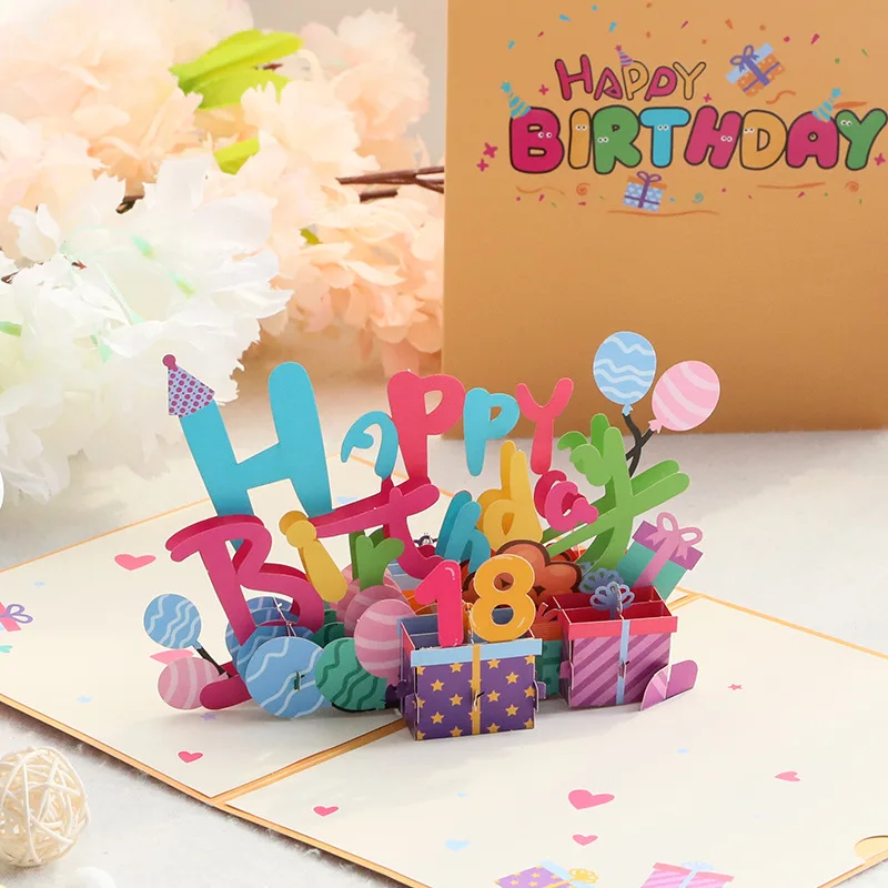 Happy Birthday Cake Card Pop up Greeting Cards Birthday 3D Popup Greeting Card for Kid Husband Men Women Mom