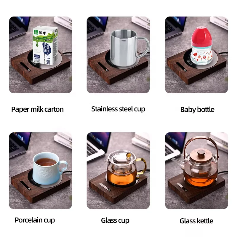 100-degree 5-speed Temperature Adjustable Stainless Steel Insulated Base Quick Heating coaster 200W Constant Temperature USB 7