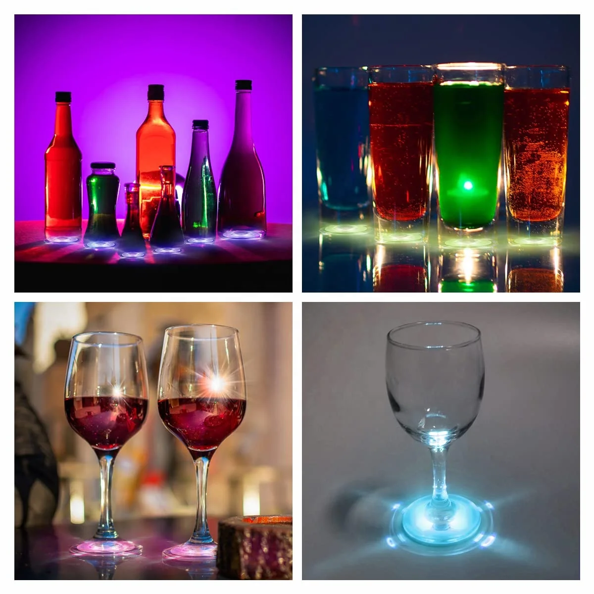 LINLI 4 LED Bottle Sparklers for Wine Liquor Champagne Bottle Light up Flashing Bottle Sticker Light Cup Holder for Party Bar