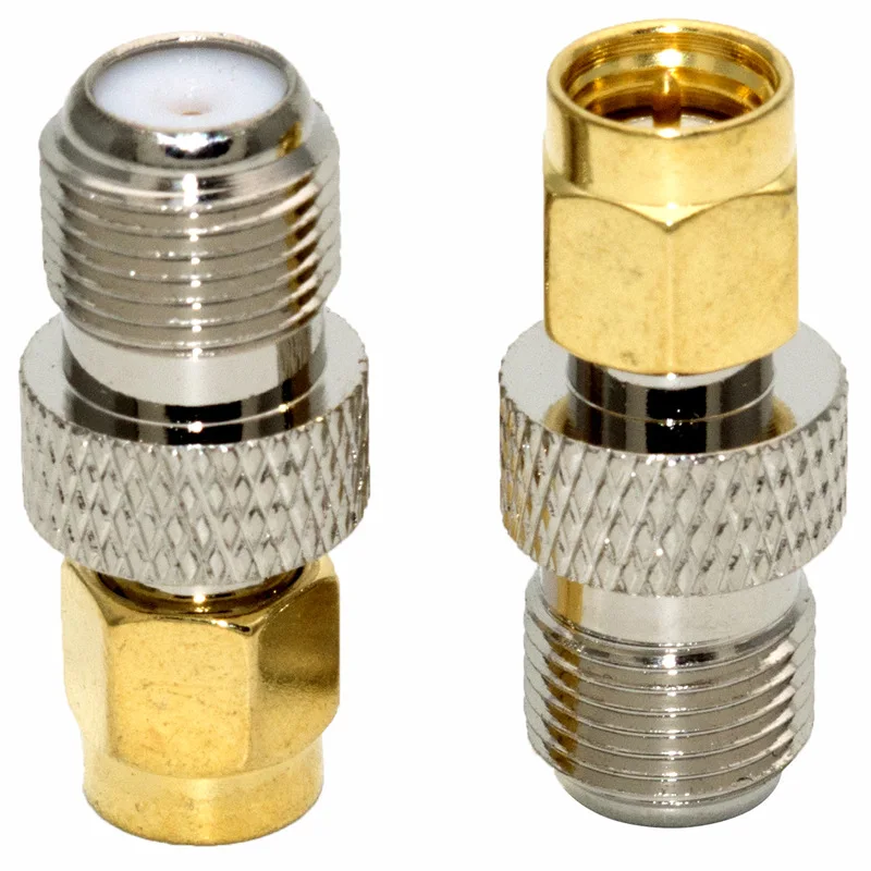 Koaxial-Adapter RP-SMA Buchse Auf F-Stecker – 2 Stück, 50 Ohm, Vernickeltes Messing Für Antennen & WLAN