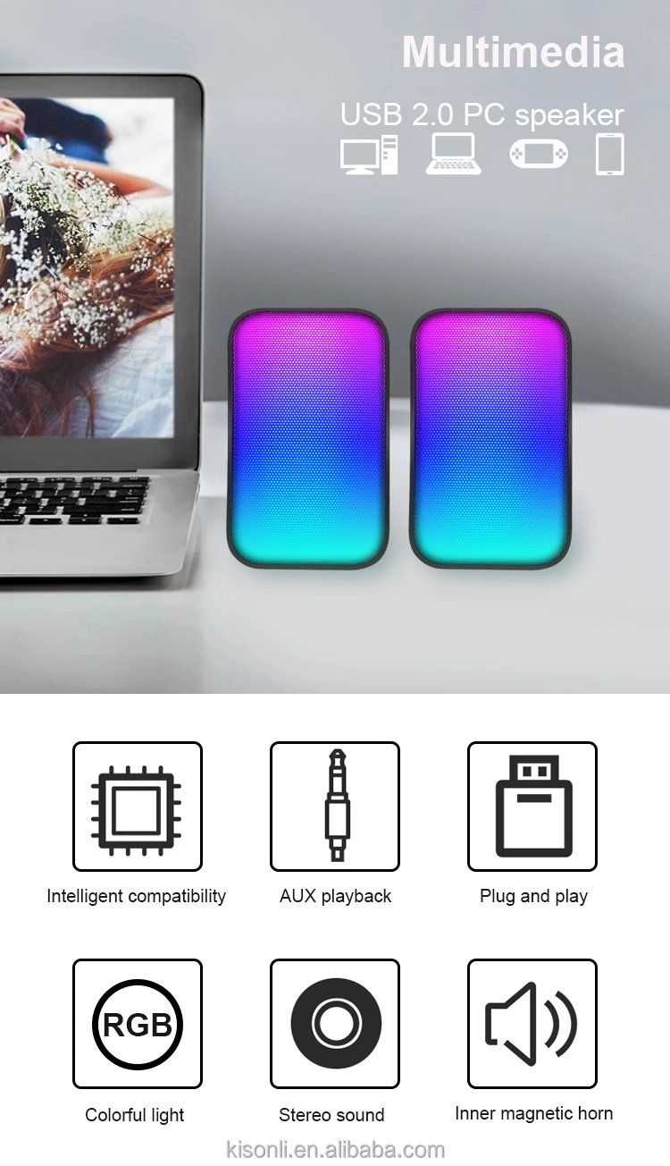 Kisonli X17 Usb 2.0 Speaker Portable with Light