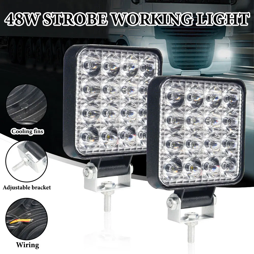 Waterproof 48W Tractor Truck Square Led Work Light Mini Driving Lights ...
