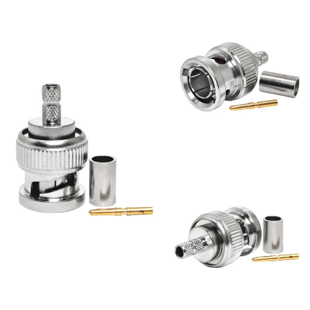 RF Coax Connector BNC Male Straight Connector Crimp Type for ST212 Coaxial Cable