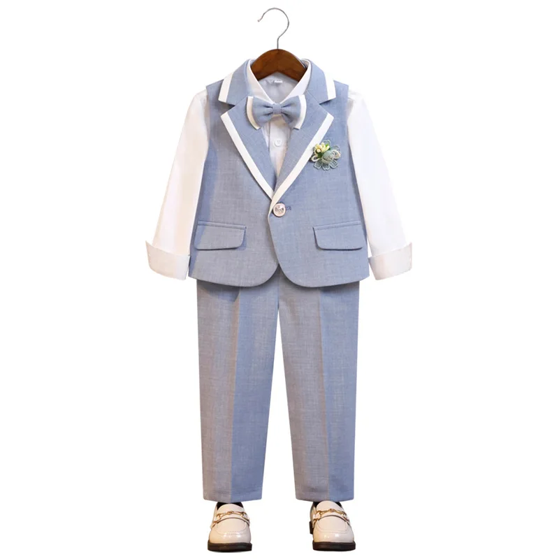 Wholesale Summer Grey Blue Classic Toddler Boys Suits