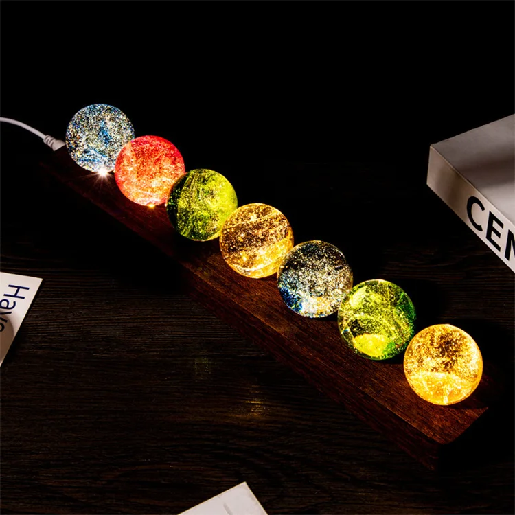 Sfera di Cristallo 3D del Sistema Solare - Luce Notturna Planet con 6 Colori, Base LED per Astronomia e Apprendimento Educativo - Regali per Festival