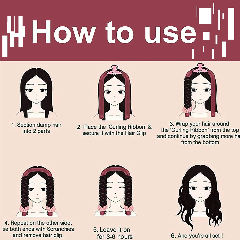 Heatless Curl Headband Silk Soft Magic Sleep Hair Curling Ribbon Wraps