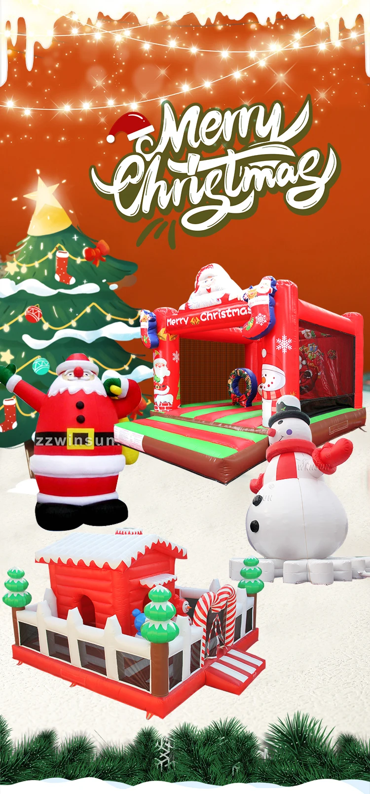 Attractive Inflatable Decoration Cartoon Bouncy Castles Christmas ...