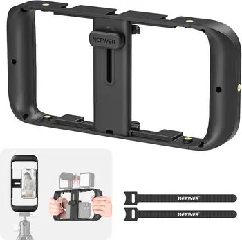 NEEWER Smartphone Video Rig, Phone Video Stabilizer Grip Vlogging Cage with Cold Shoe Tripod Mount, Phone Rig for Videomaker