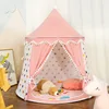 Yurta in cotone e lino rosa con grandi stelle colorate
