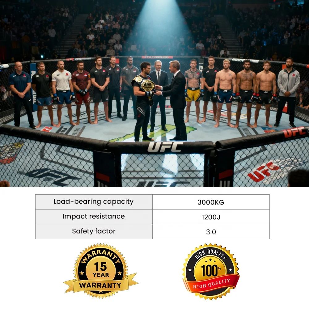 中古ボクシングリング販売中 ロープ付き 20×20 オクタゴンMMAケージ