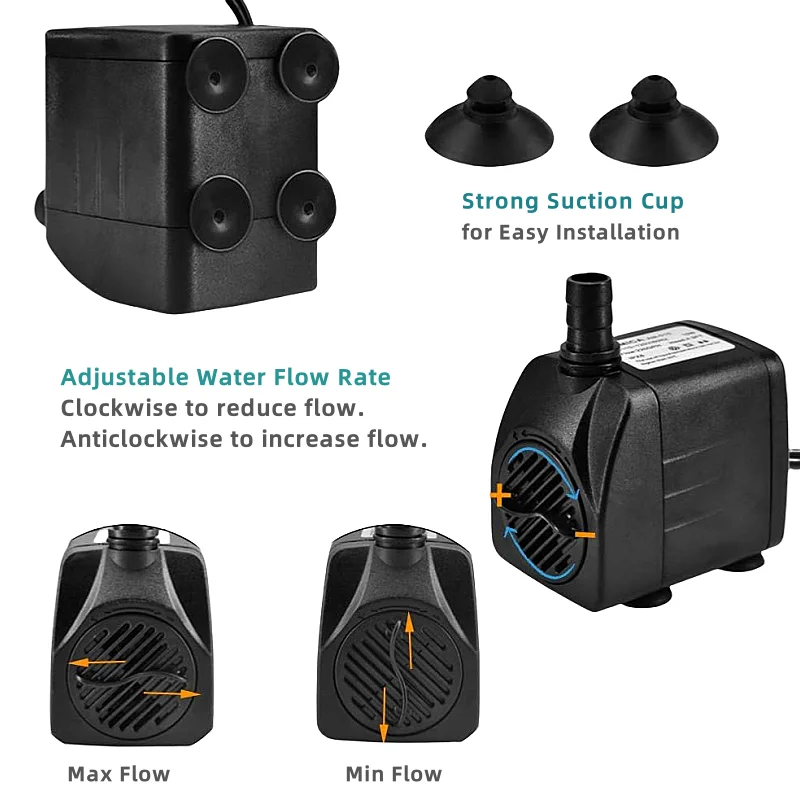 Bomba Sumergible Forever Speed 70W - 3500 L/h Para Estanque, Jardín O Acuario (3 Boquillas, 1 Año De Garantía)
