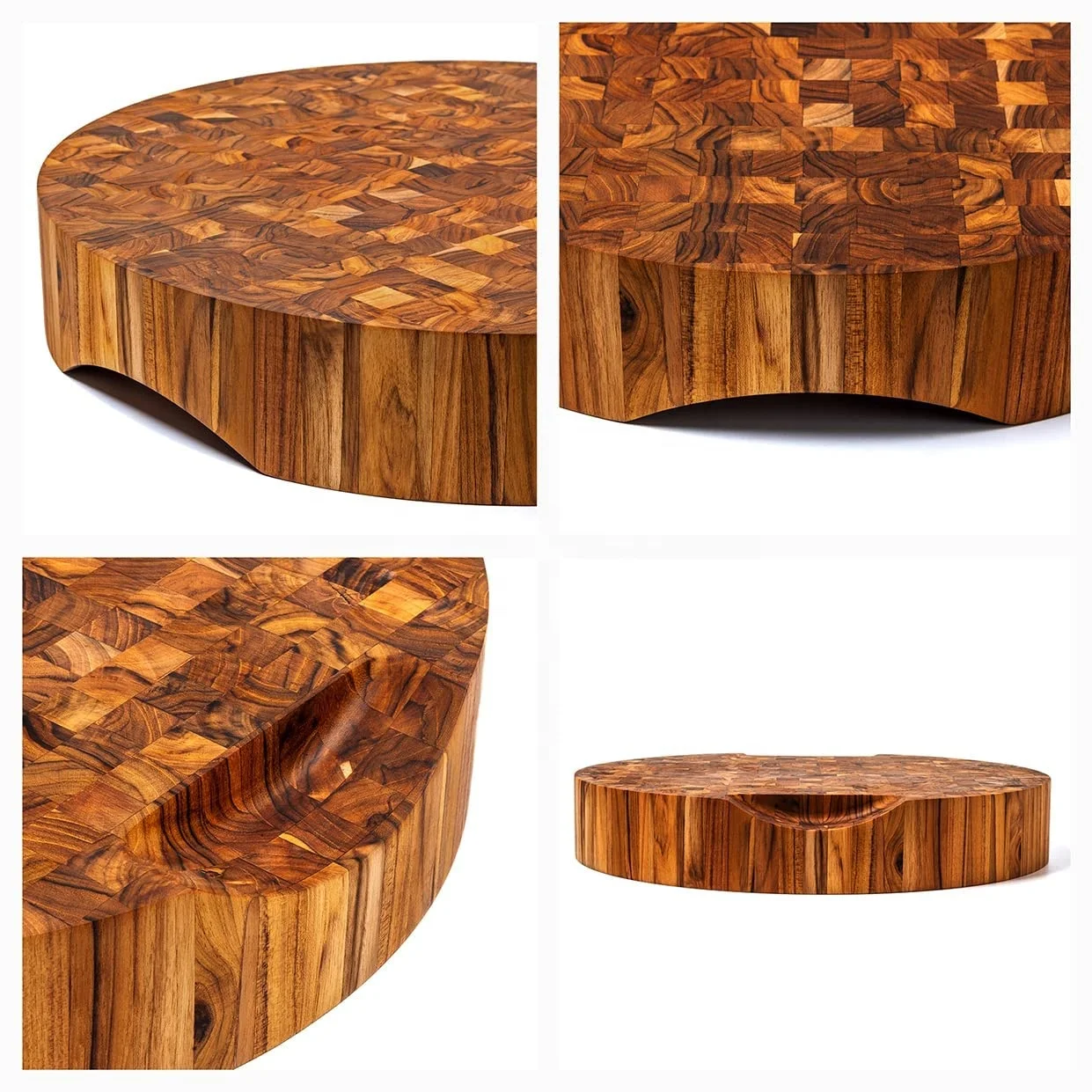 Extra Large Round End Grain Butcher Block Cutting Board Thick Teak Wood